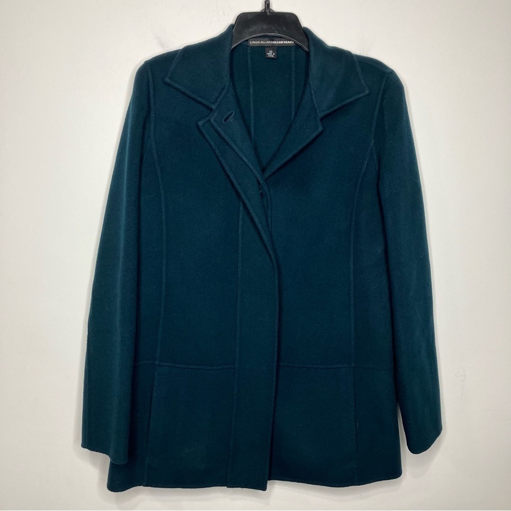 Linda Allard Ellen Tracy 100% wool coat size 10 dark teal